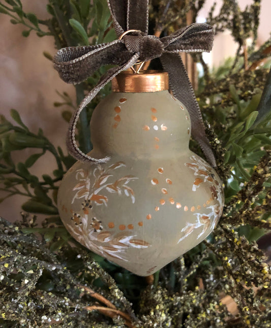 Hand-Painted Ornament - Baby Jesus (Gold and Green Myrtle)